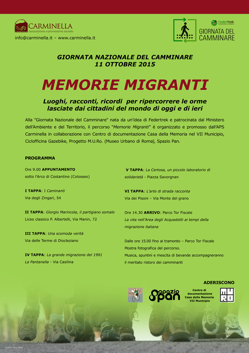 MEMORIE MIGRANTI  Luoghi, racconti, ricordi  per ripercorrere le orme lasciate dai cittadini del mondo di oggi e di ieri.